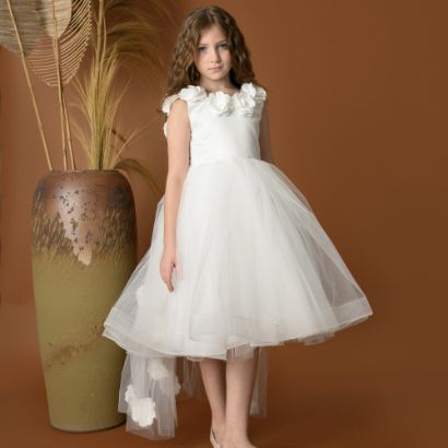 صورة فستان بناتي سهرة ورد - M3574